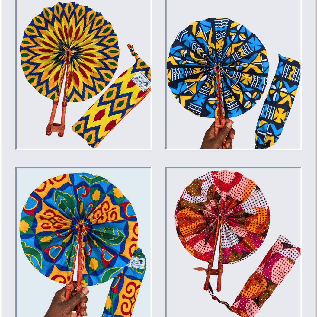 African Folding Fans Assorted Set of 20 Kente print Fans