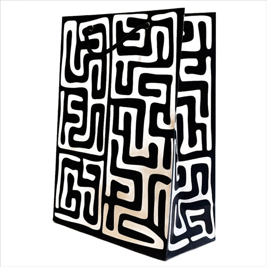 Gift Bag - Kuba Cloth (Black and White)