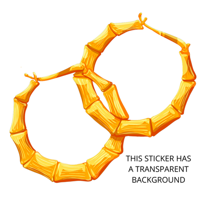 Bamboo Hoop Clear Stickers | Door Knocker Earrings | 90s Era