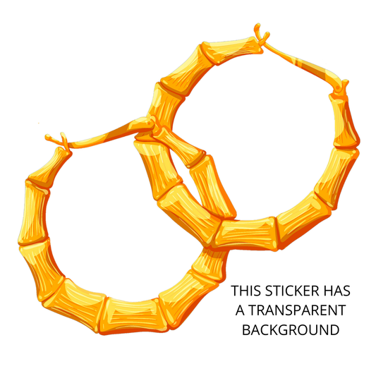 Bamboo Hoop Clear Stickers | Door Knocker Earrings | 90s Era