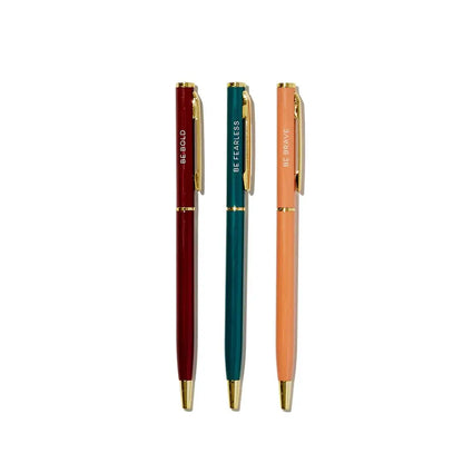 3 pc affirmation pens - be bold. be brave. be fearless.