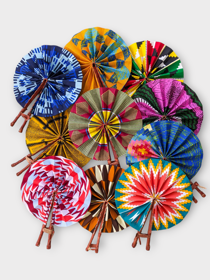 African Folding Fans Assorted Set of 20 Kente print Fans