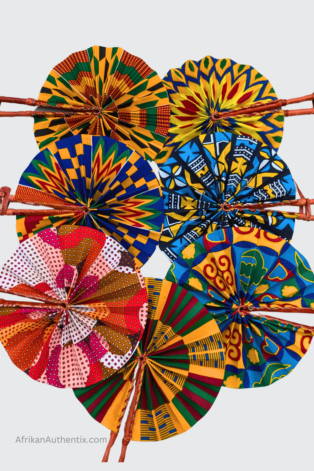 African Folding Fans Assorted Set of 20 Kente print Fans