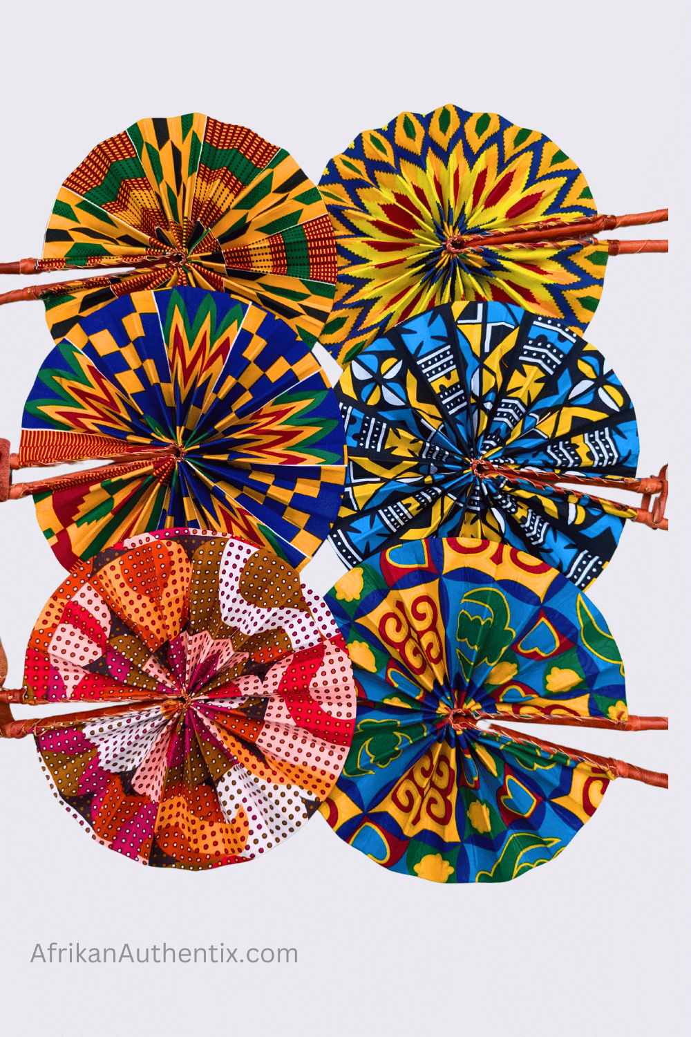 African Folding Fans Assorted Set of 20 Kente print Fans