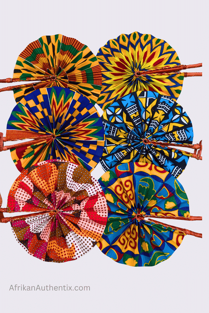 African Folding Fans Assorted Set of 20 Kente print Fans