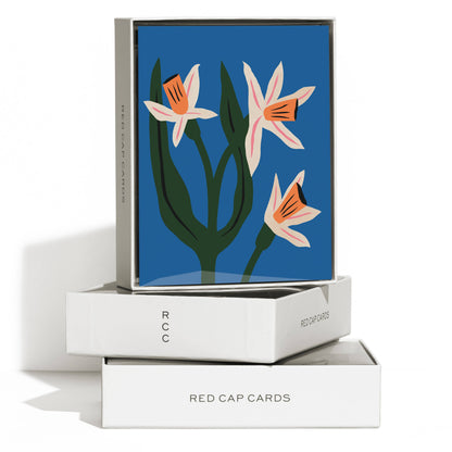Blue Daffodils greeting card: Single