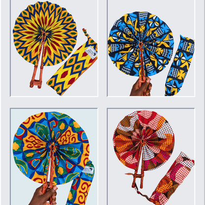 African Folding Fans Assorted Set of 20 Kente print Fans