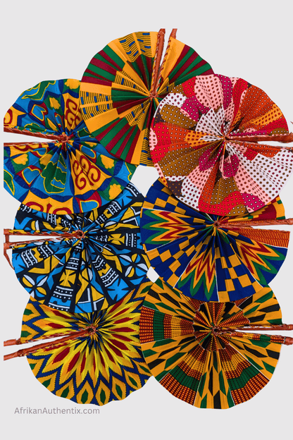 African Folding Fans Assorted Set of 20 Kente print Fans