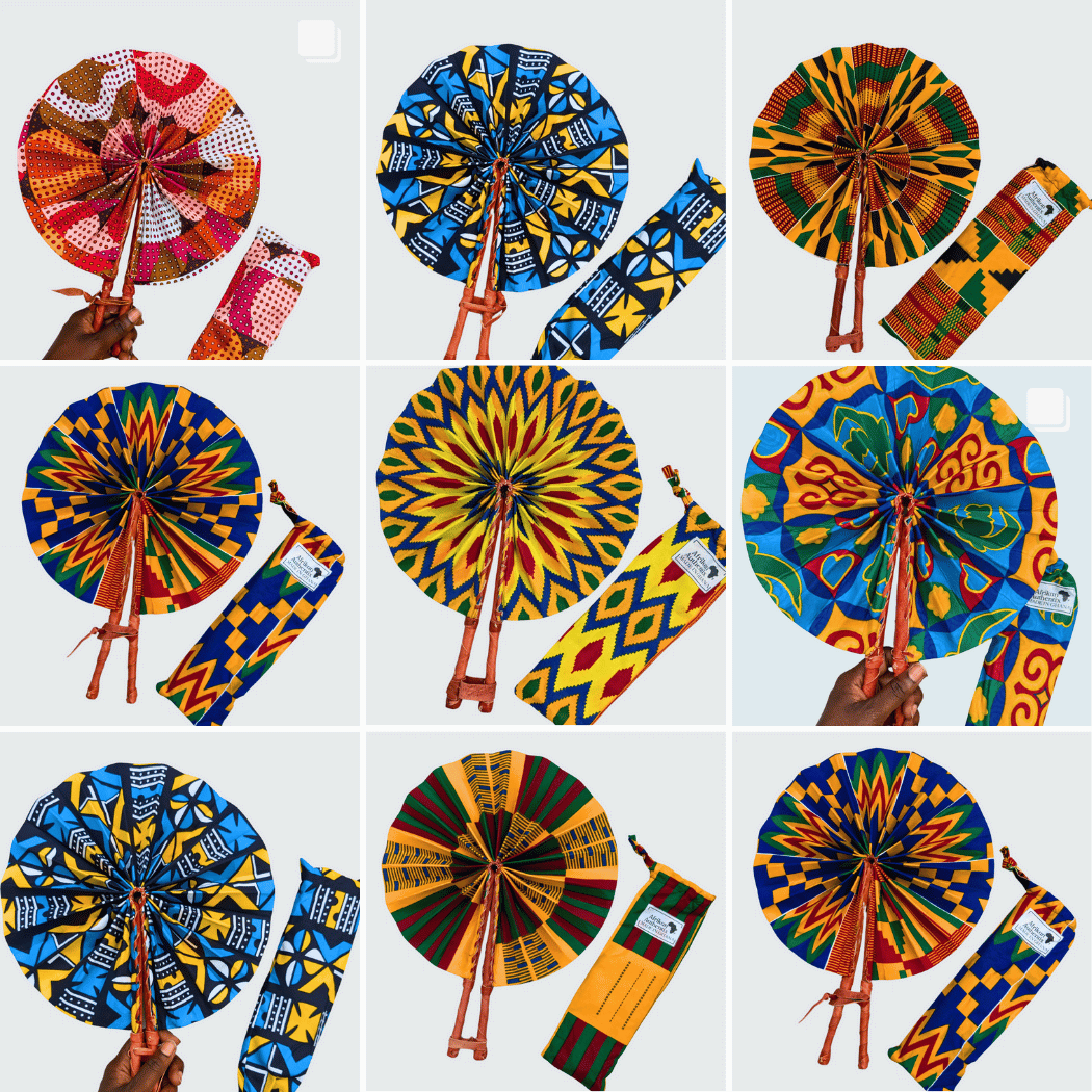 African Folding Fans Assorted Set of 20 Kente print Fans