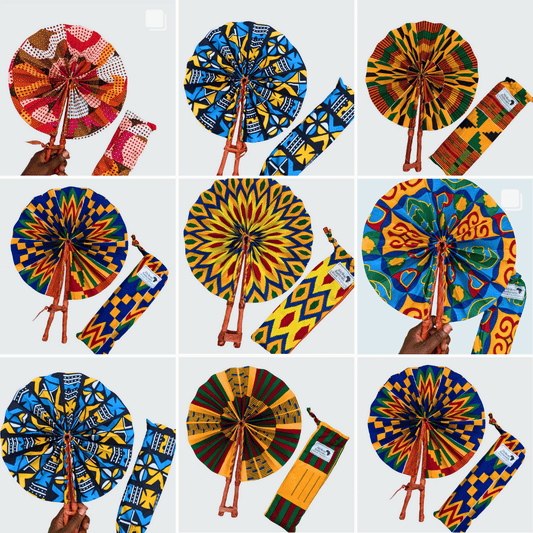 African Folding Fans Assorted Set of 20 Kente print Fans